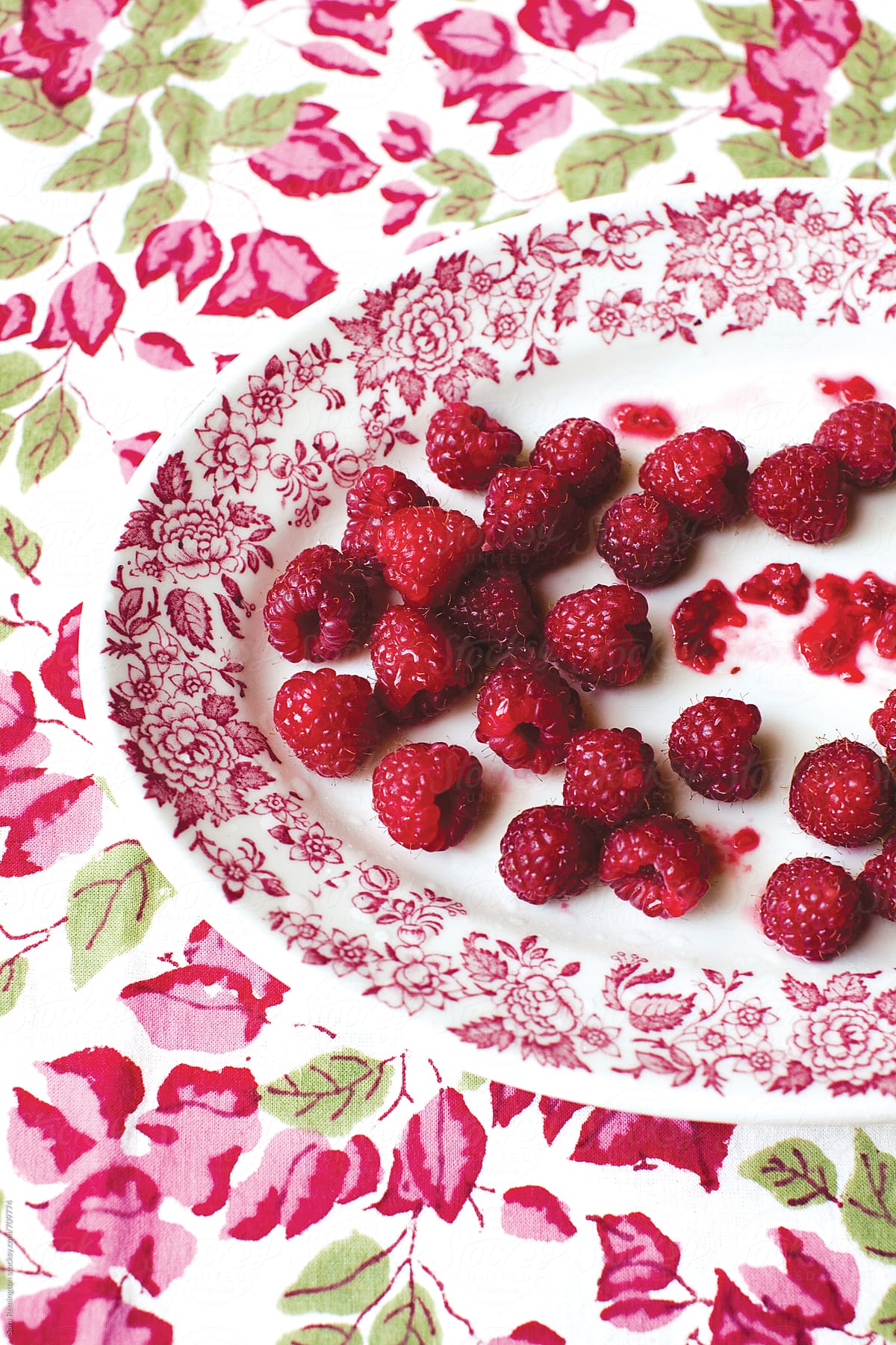 Organic Raspberries on Platter