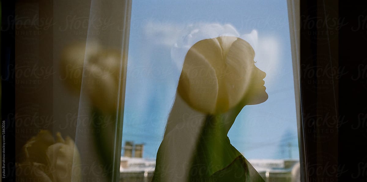 Silhouette of a woman with double exposure