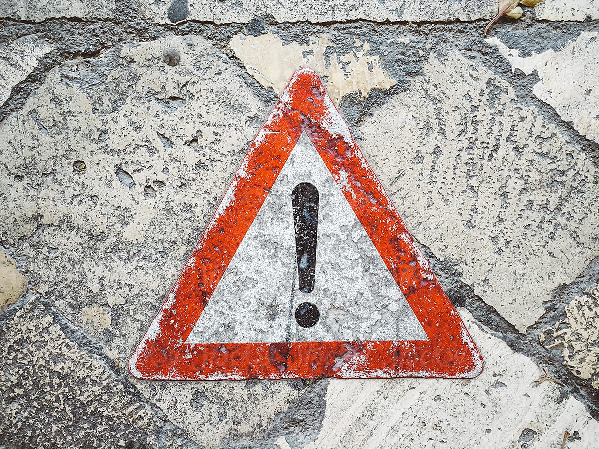 Warning Sign on the ground