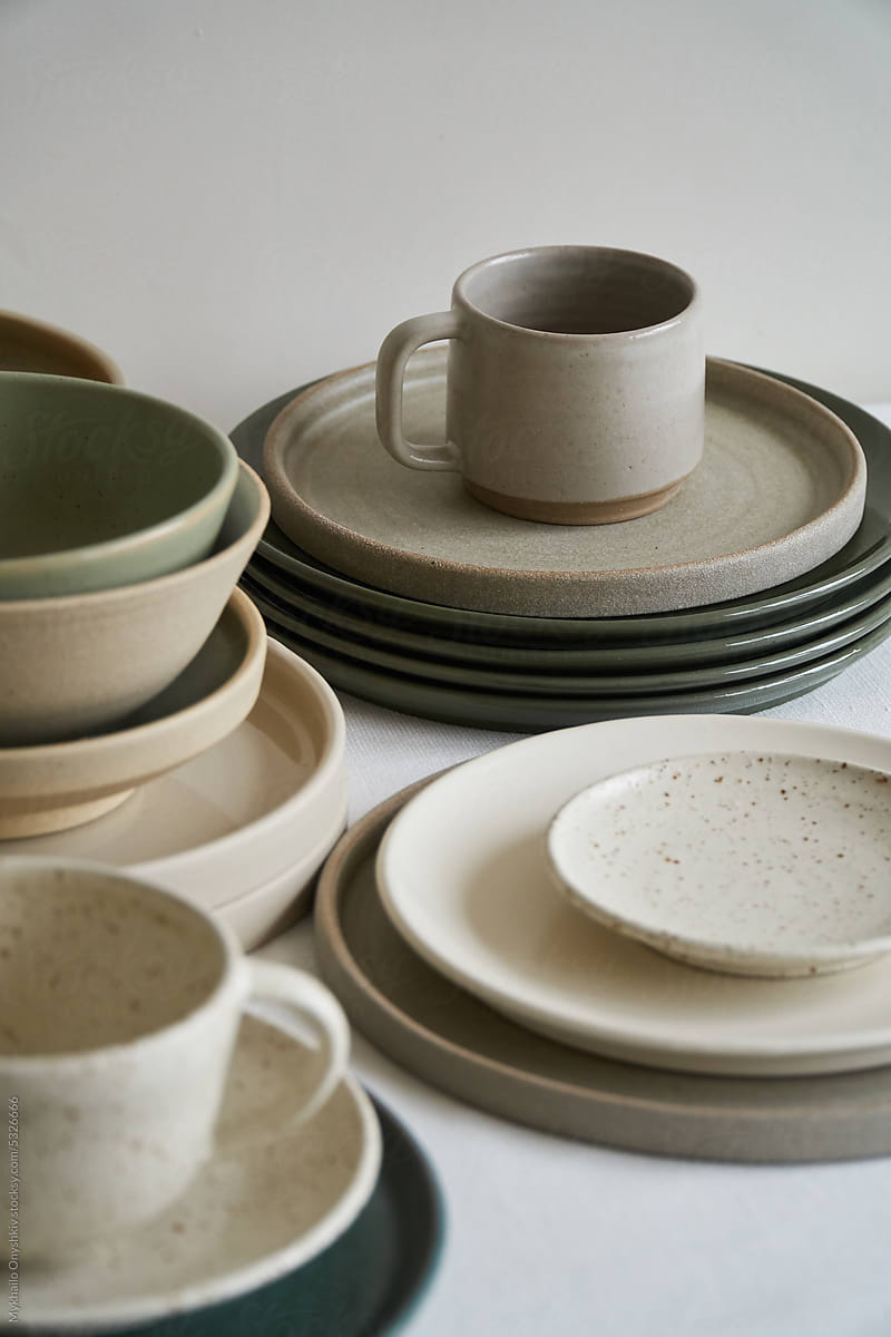 Different hand-made tableware