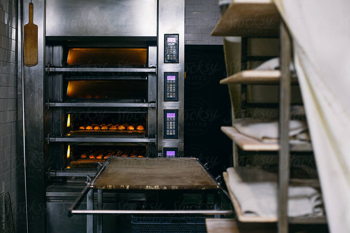 Breads baking in an oven