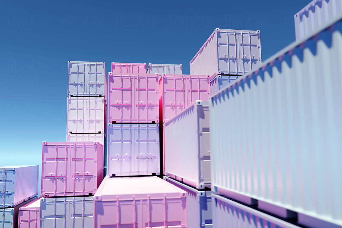 Illustration of Stacked cargo containers