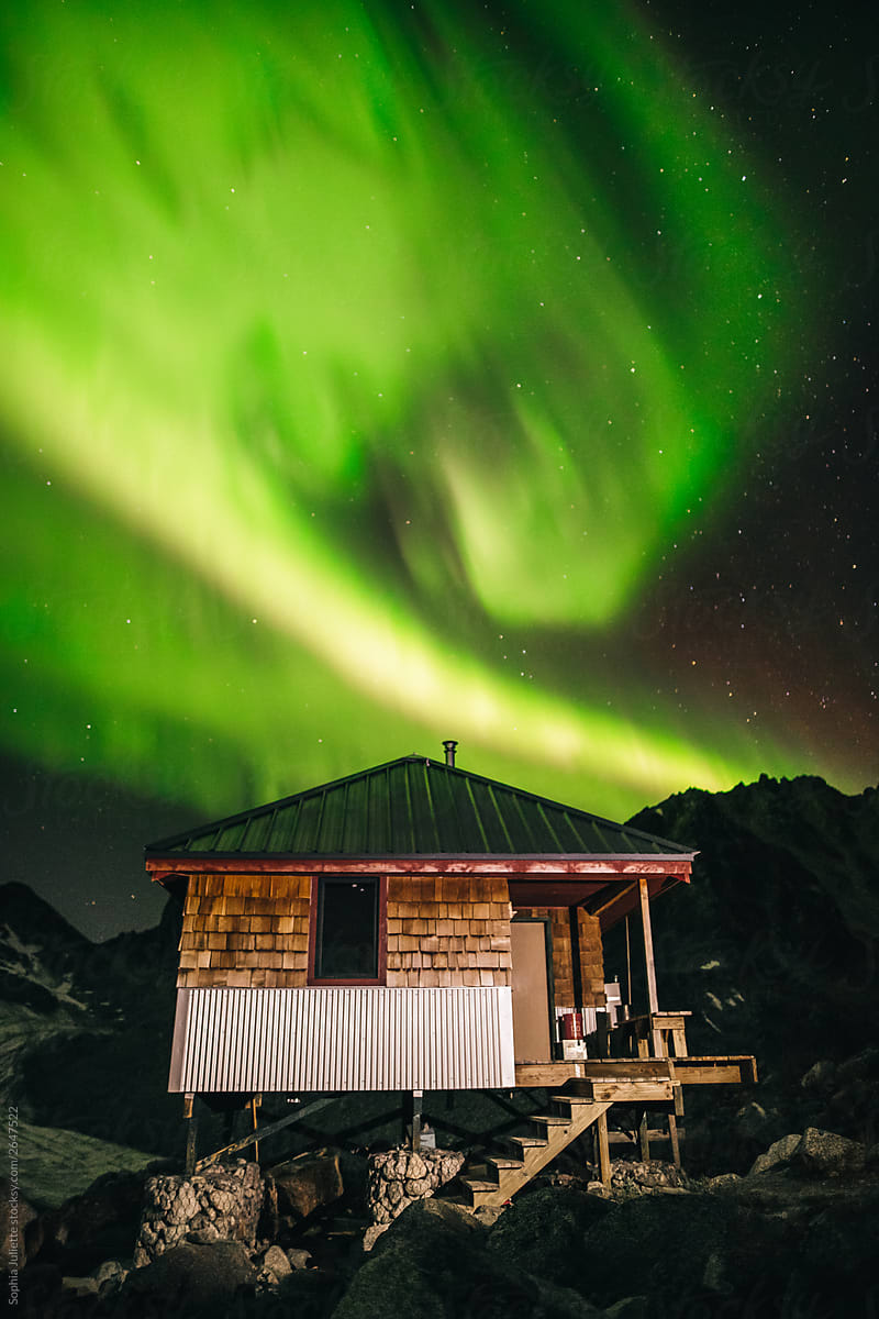 Northern Lights Above a Hut in Alaska\'s Backcountry