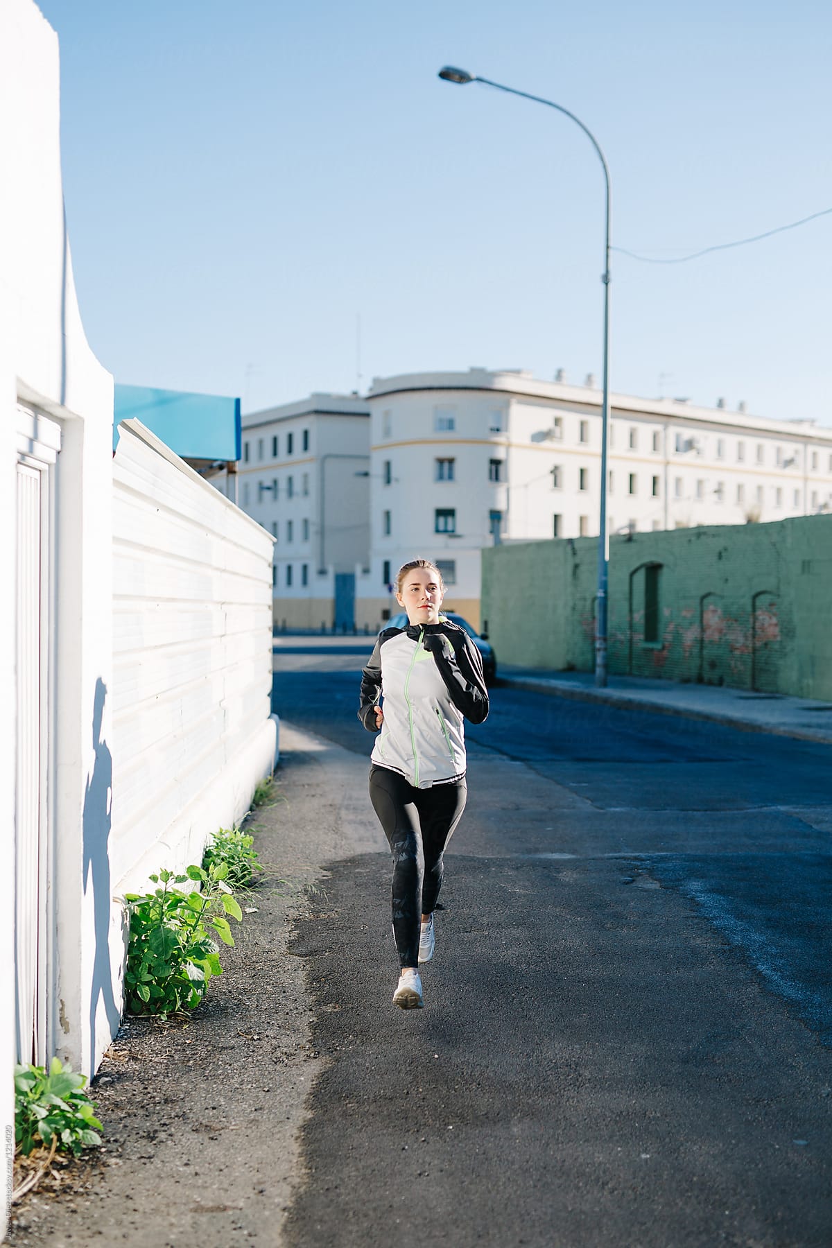 Woman running at camera