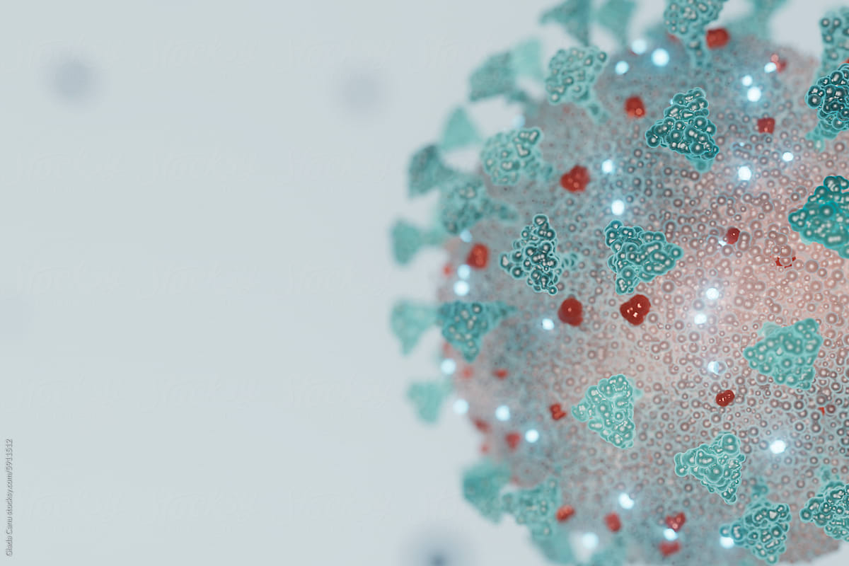 Wide-Angle 3D Render of a Detailed Coronavirus Particle