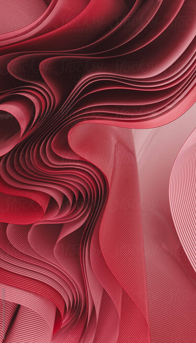 Abstract red background with layers of textile