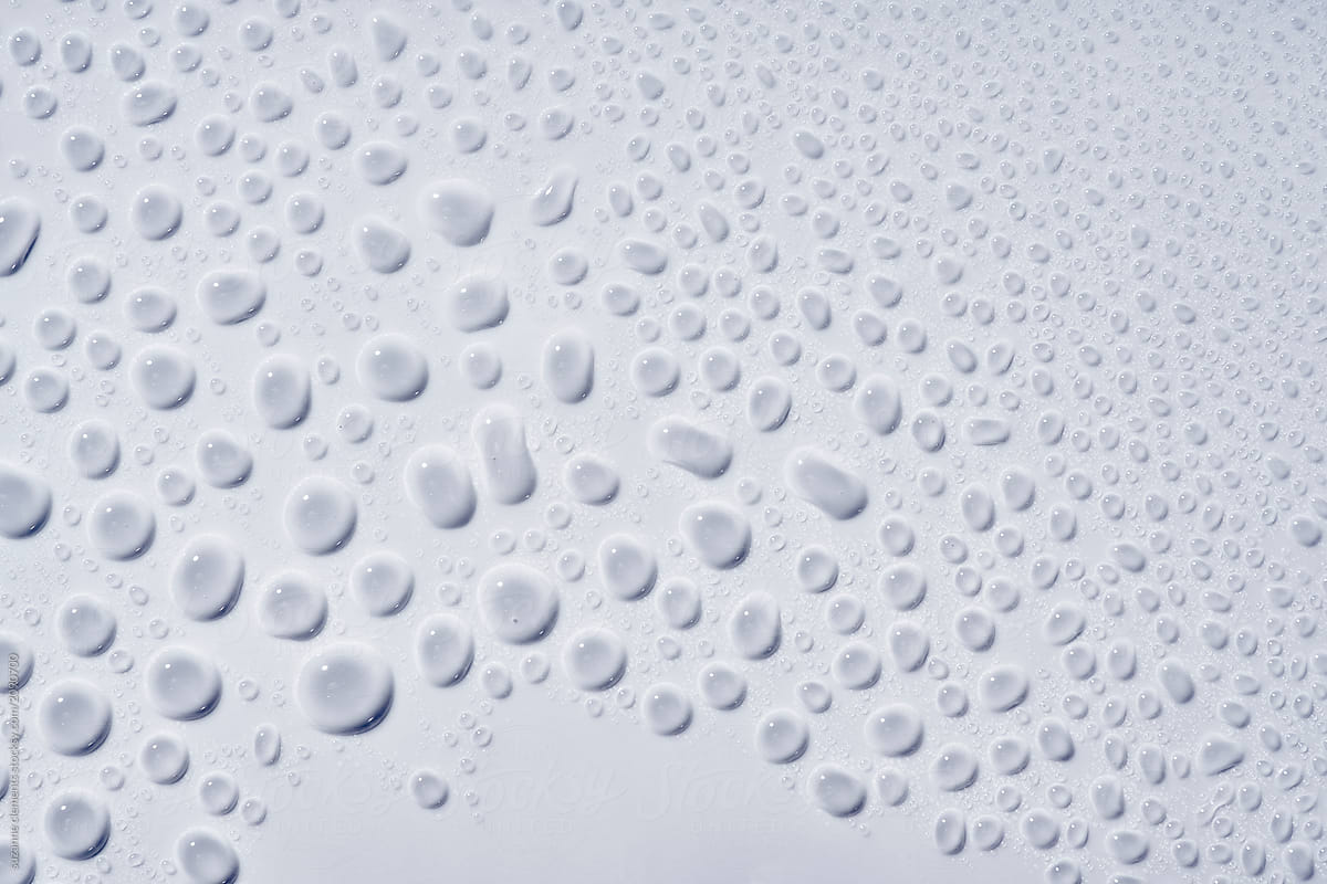 Liquid droplets on white