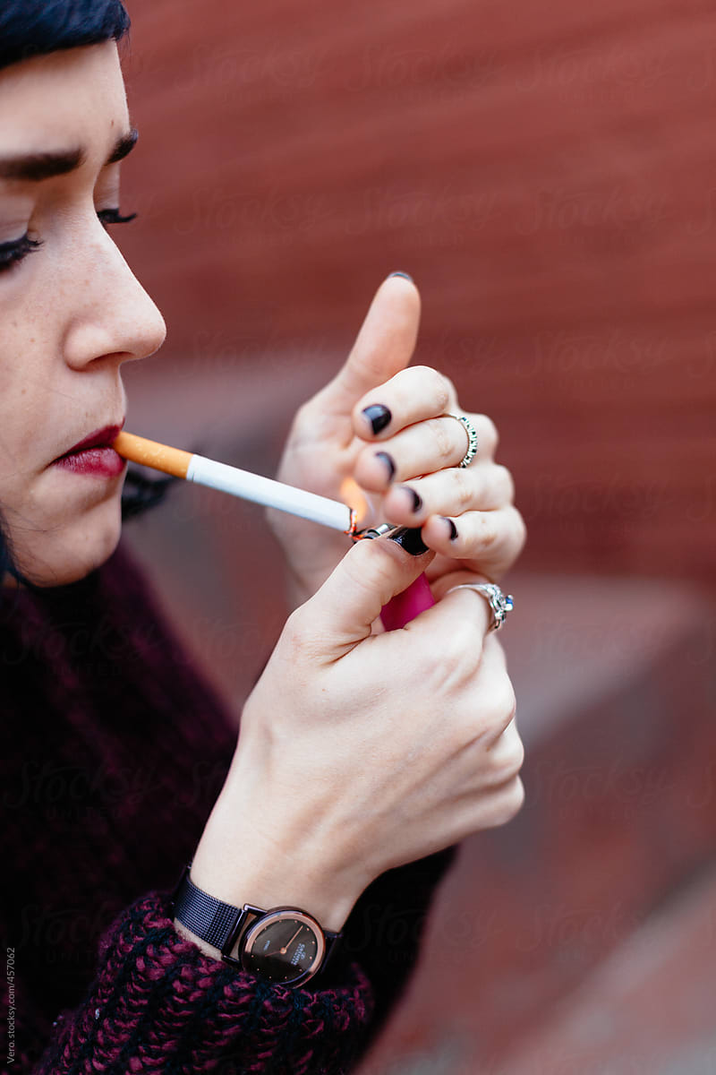 Woman Smoking a cigarette
