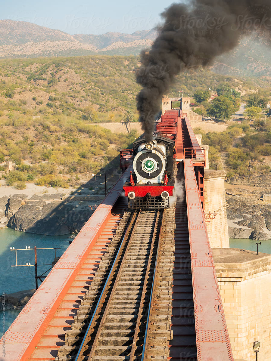 A view of a steam train  from above the Attock bridge !