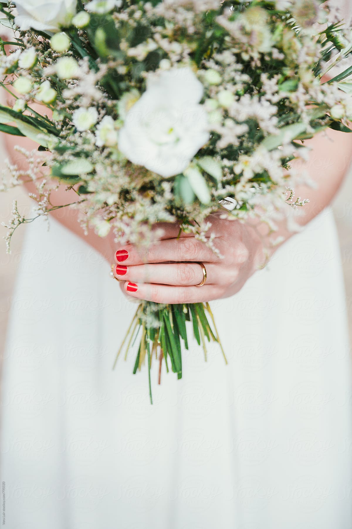 Bride and white bouquet