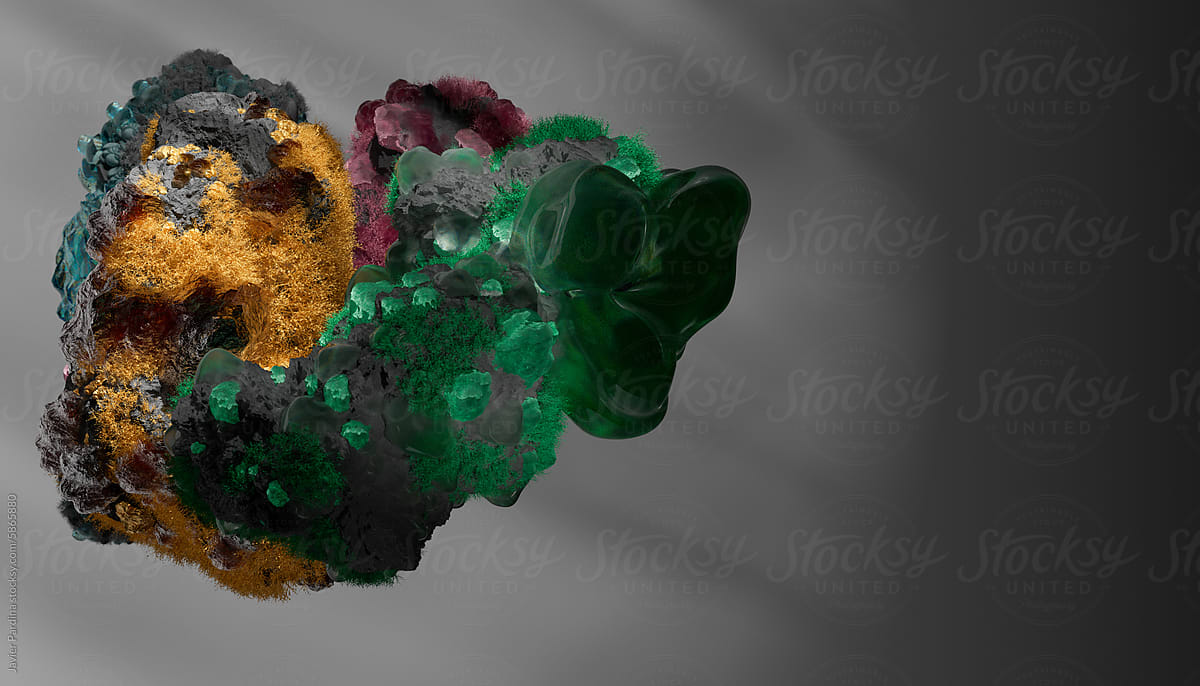 Colorful minerals photographed in studio.