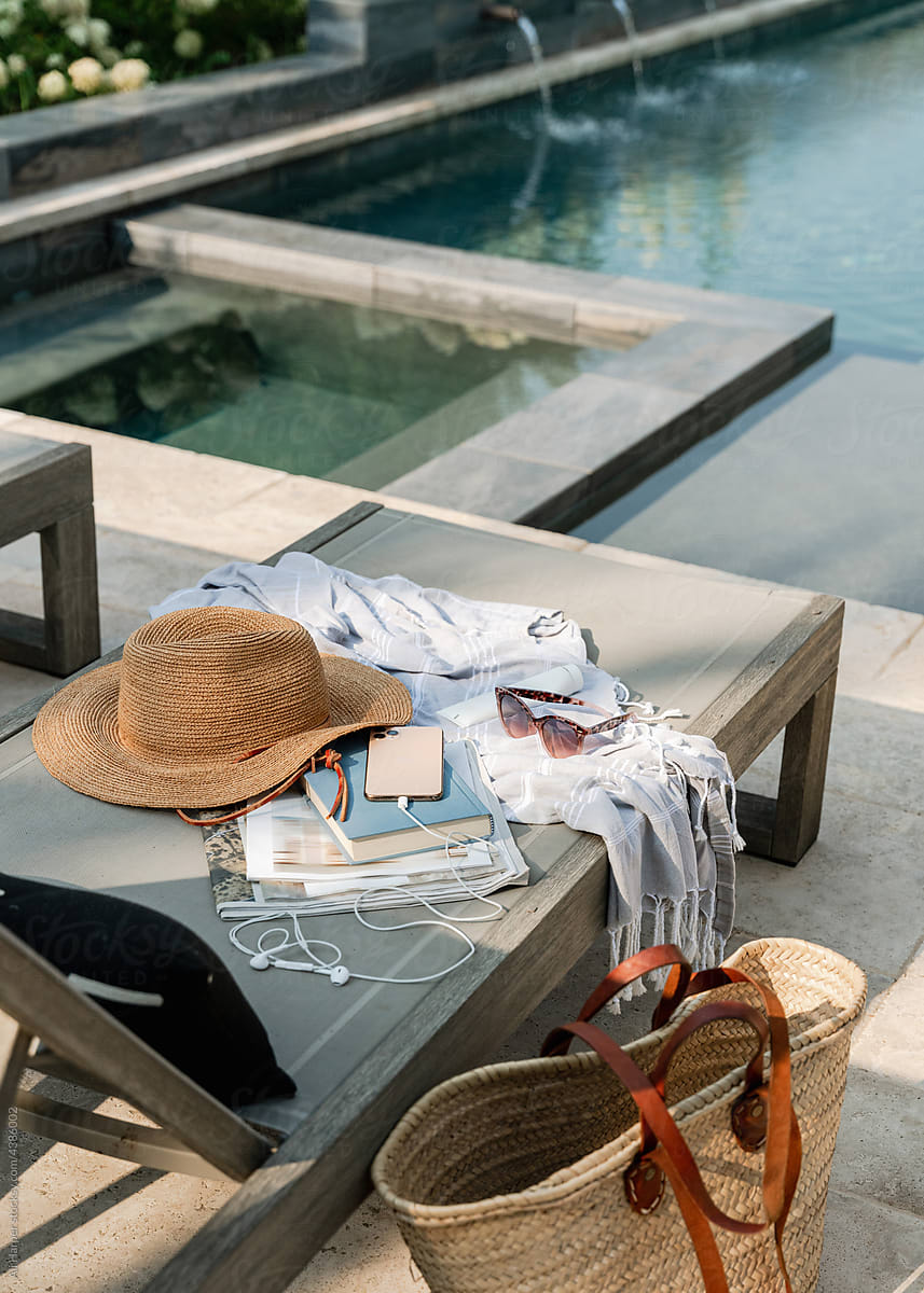 Luxury backyard pool lounge chair seating
