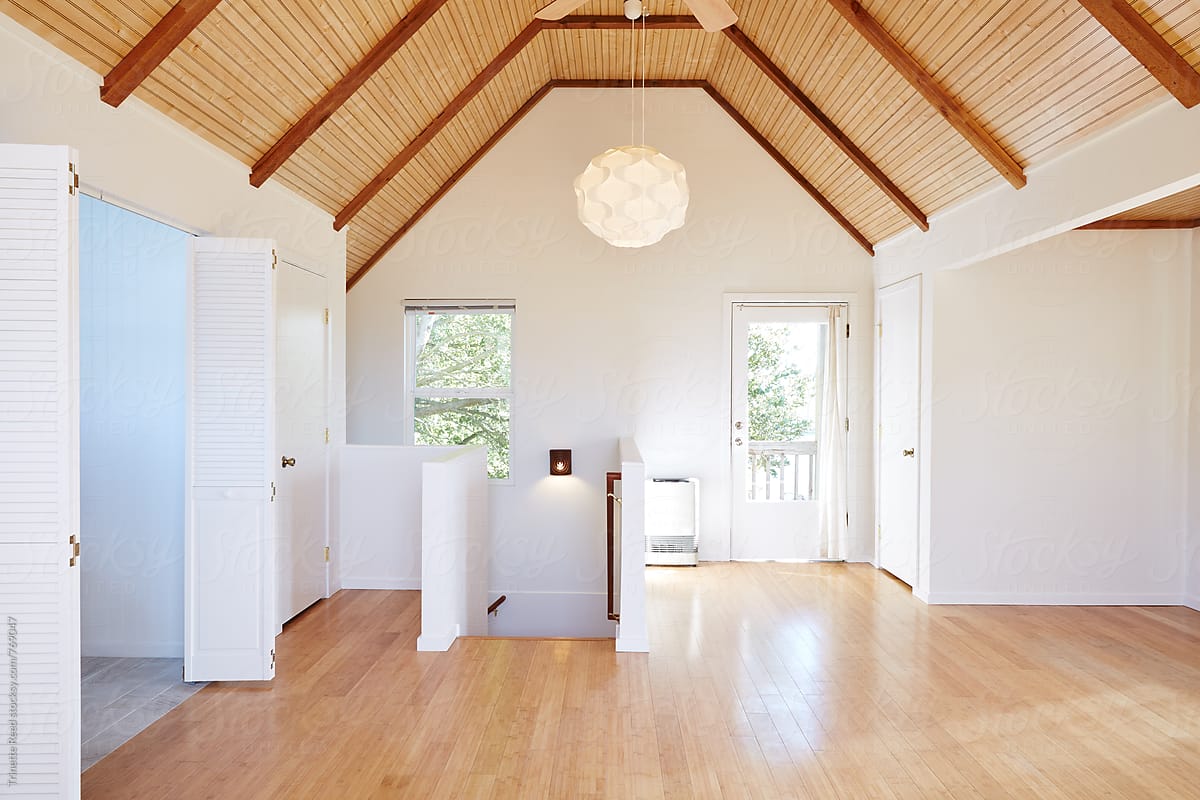 Empty bedroom with wood floors inside cottage