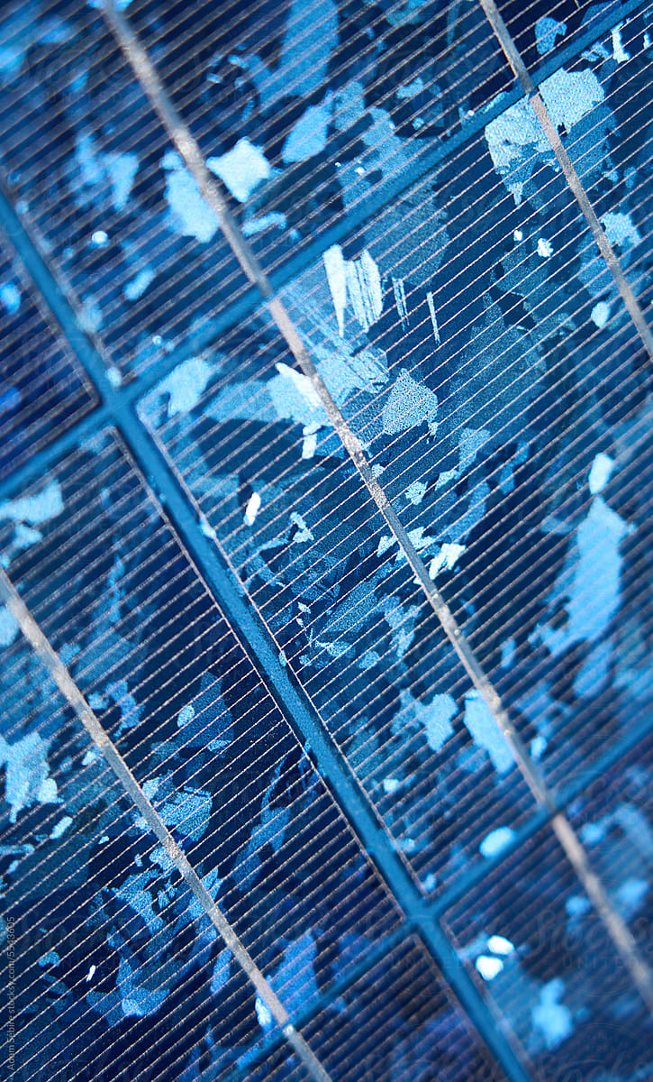 Solar panel, photovoltaic PV cell - closeup surface detail patterns