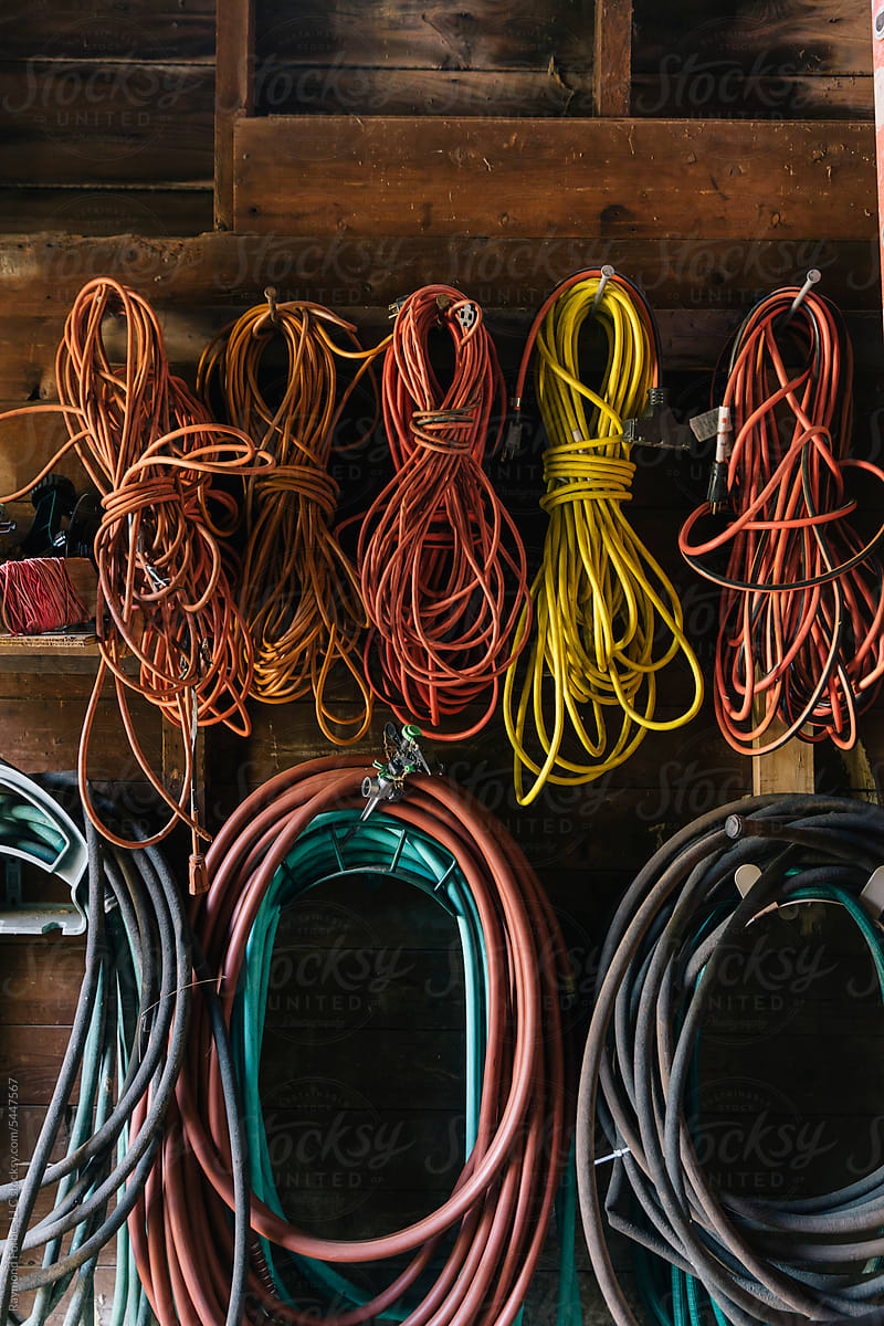 Garden Hose and extension Cords  in Residential Garage