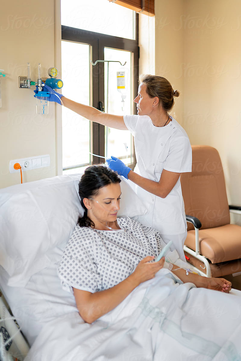 Nurse caring for patient