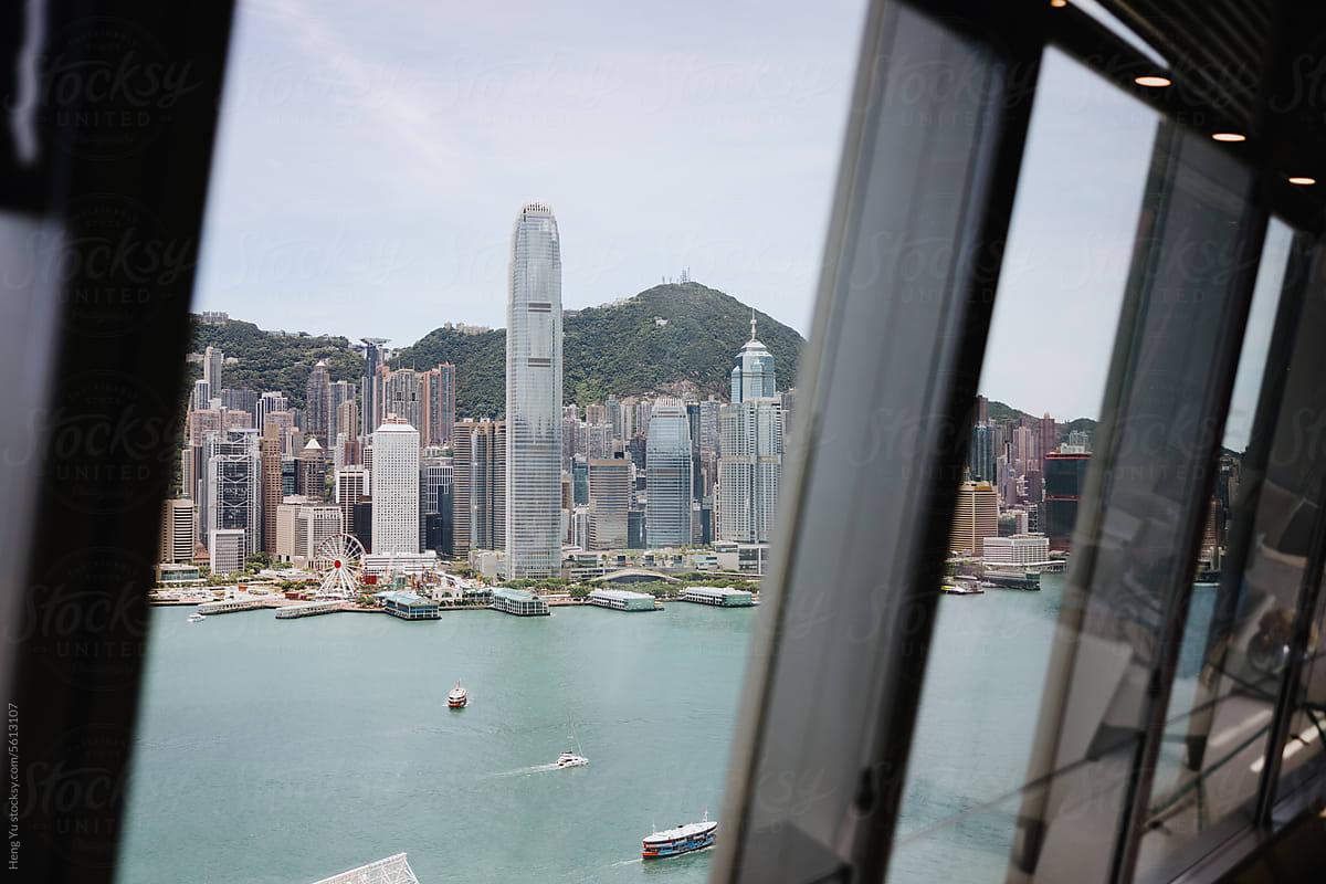 Hong Kong Urban Skyline Viewed from Window