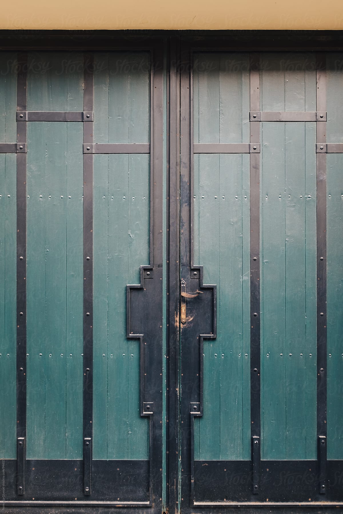 Simple Green Wooden Door
