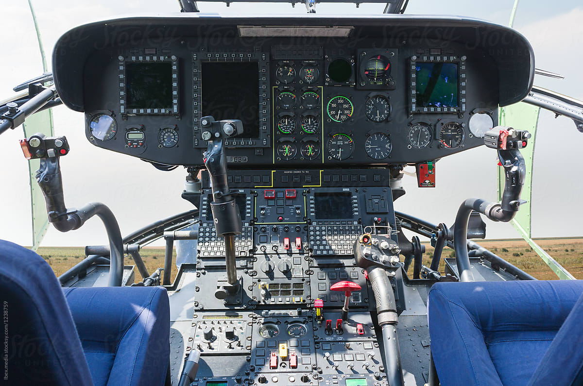 Helicopter control dashboard close up