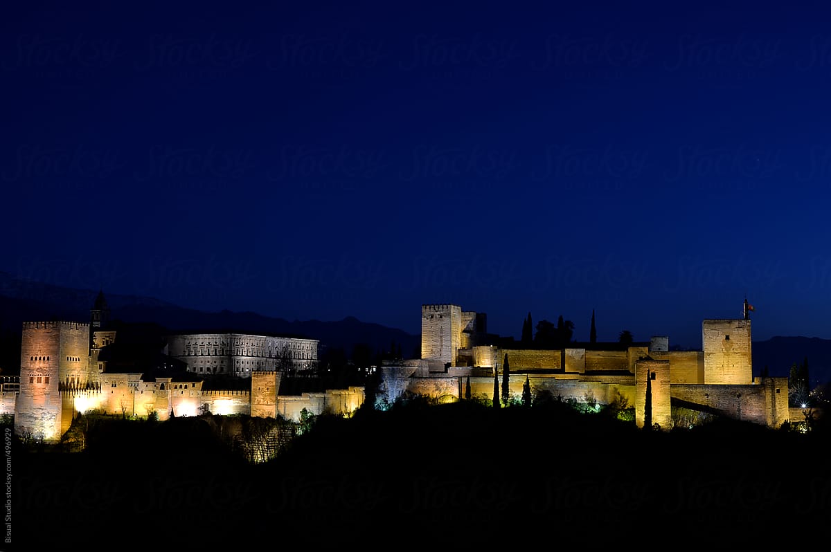 Views of Alhambra at night