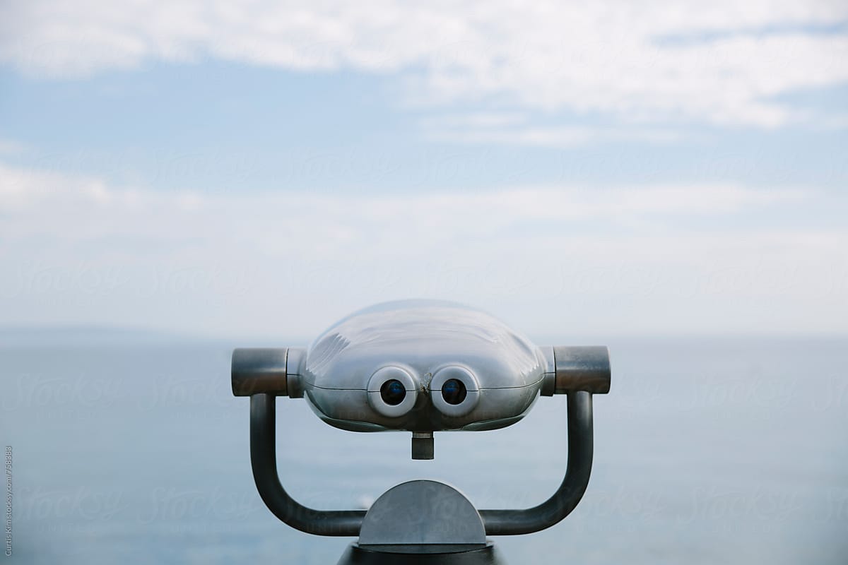 Binoculars overlooking the ocean