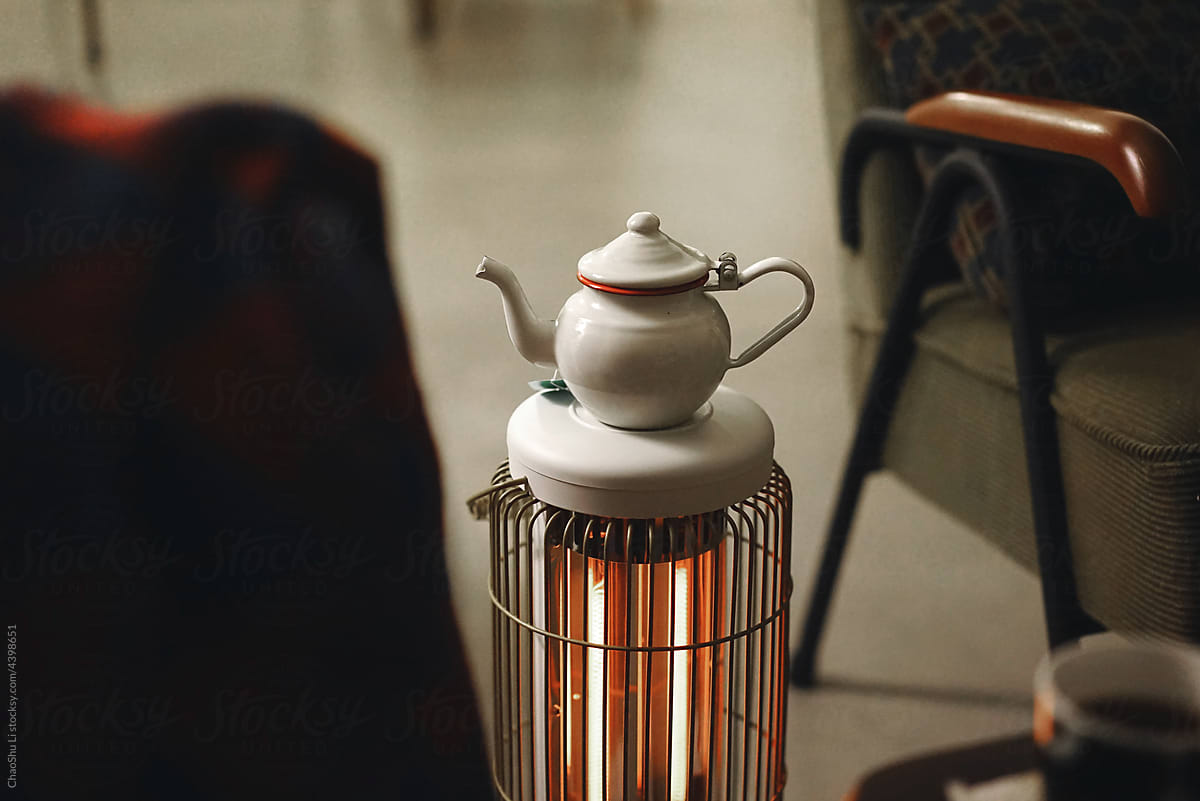Closeup of heater in winter in cozy home environment