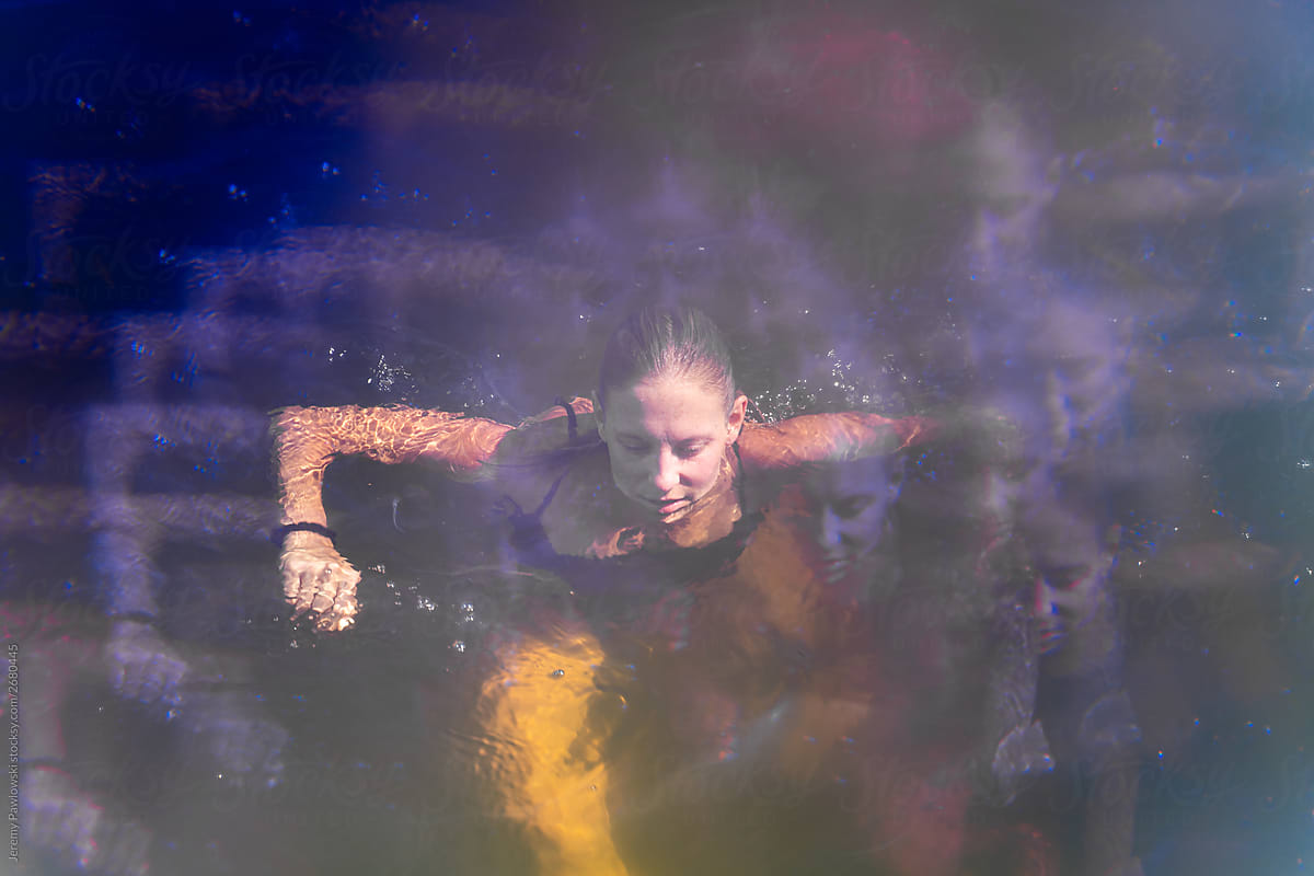 Colorful Abstract Of Woman Swimming