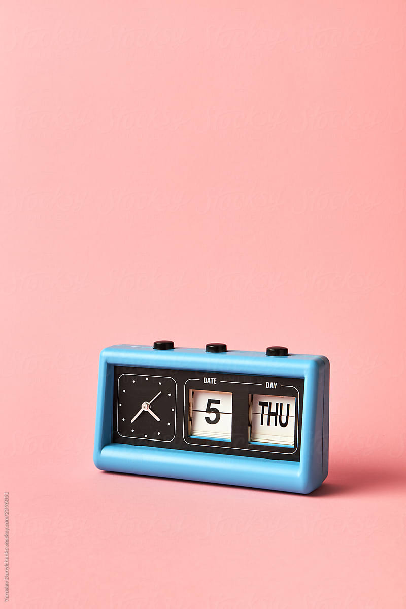 Old flip clock and calendar of the year 2019, Thursday