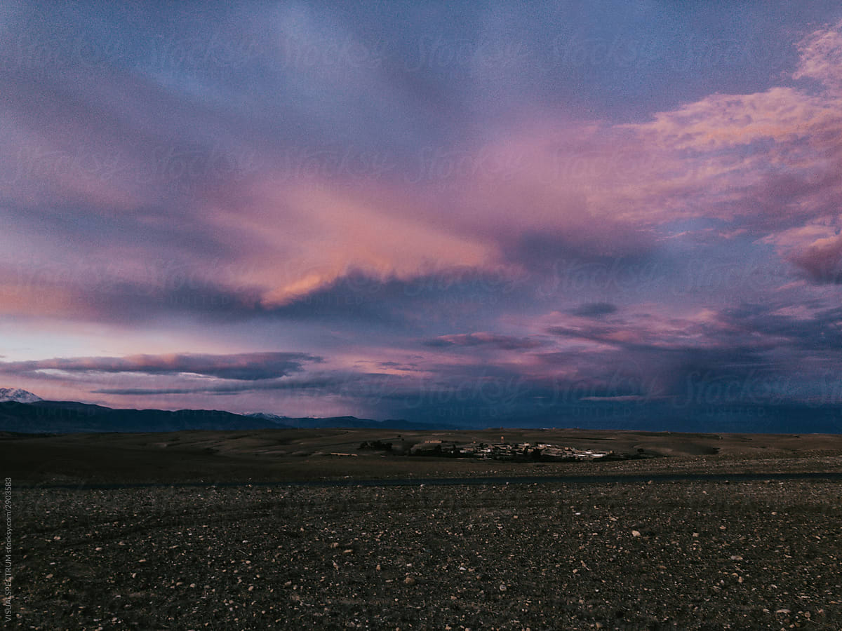 Colorful Sky at Daybreak in African Desert