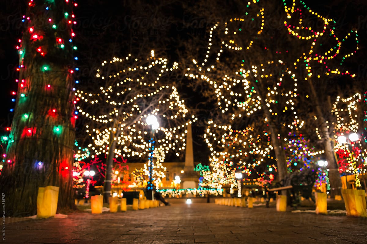 Chritmas at Santa Fe Plaza with illuminations and luminaria