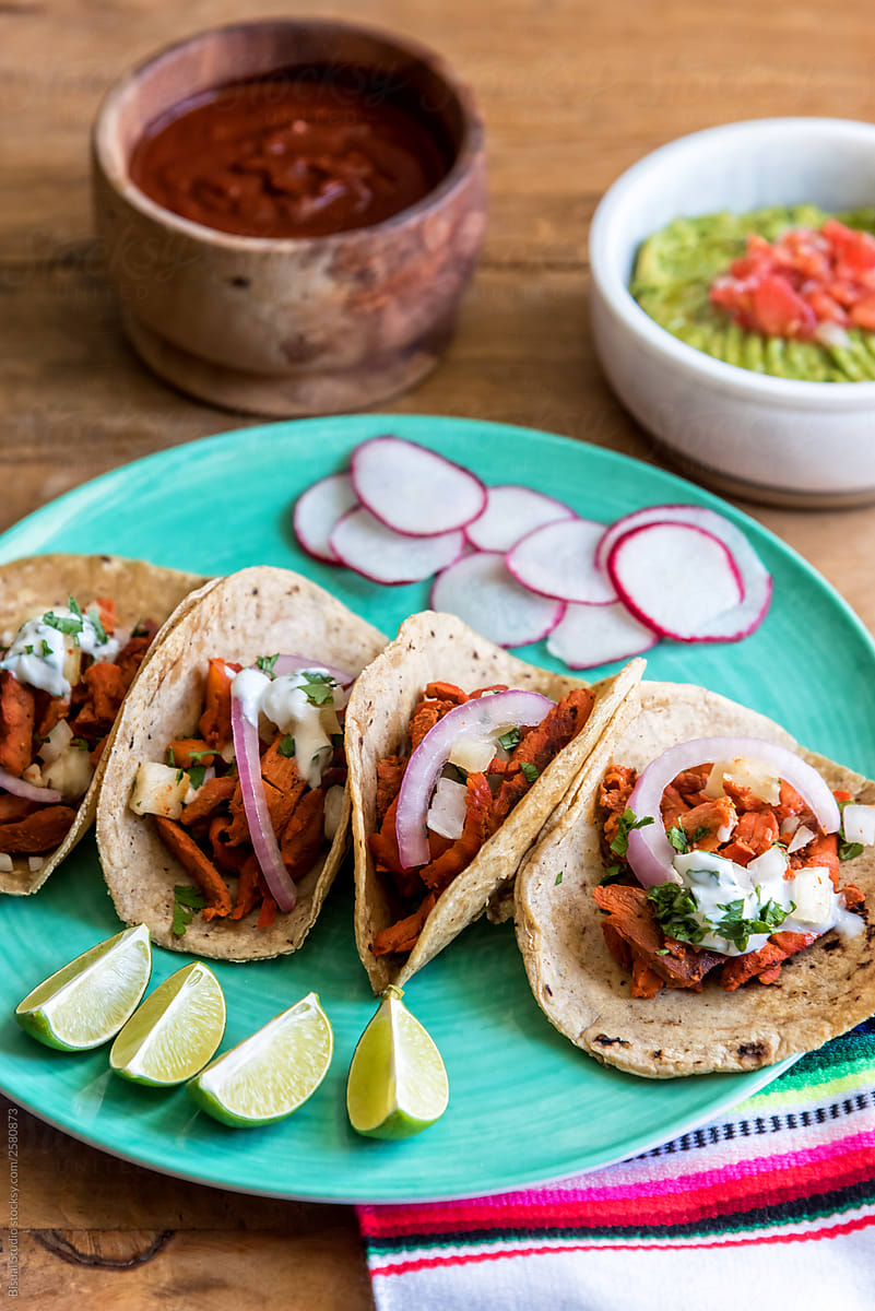 Mexican tacos with chili sauce