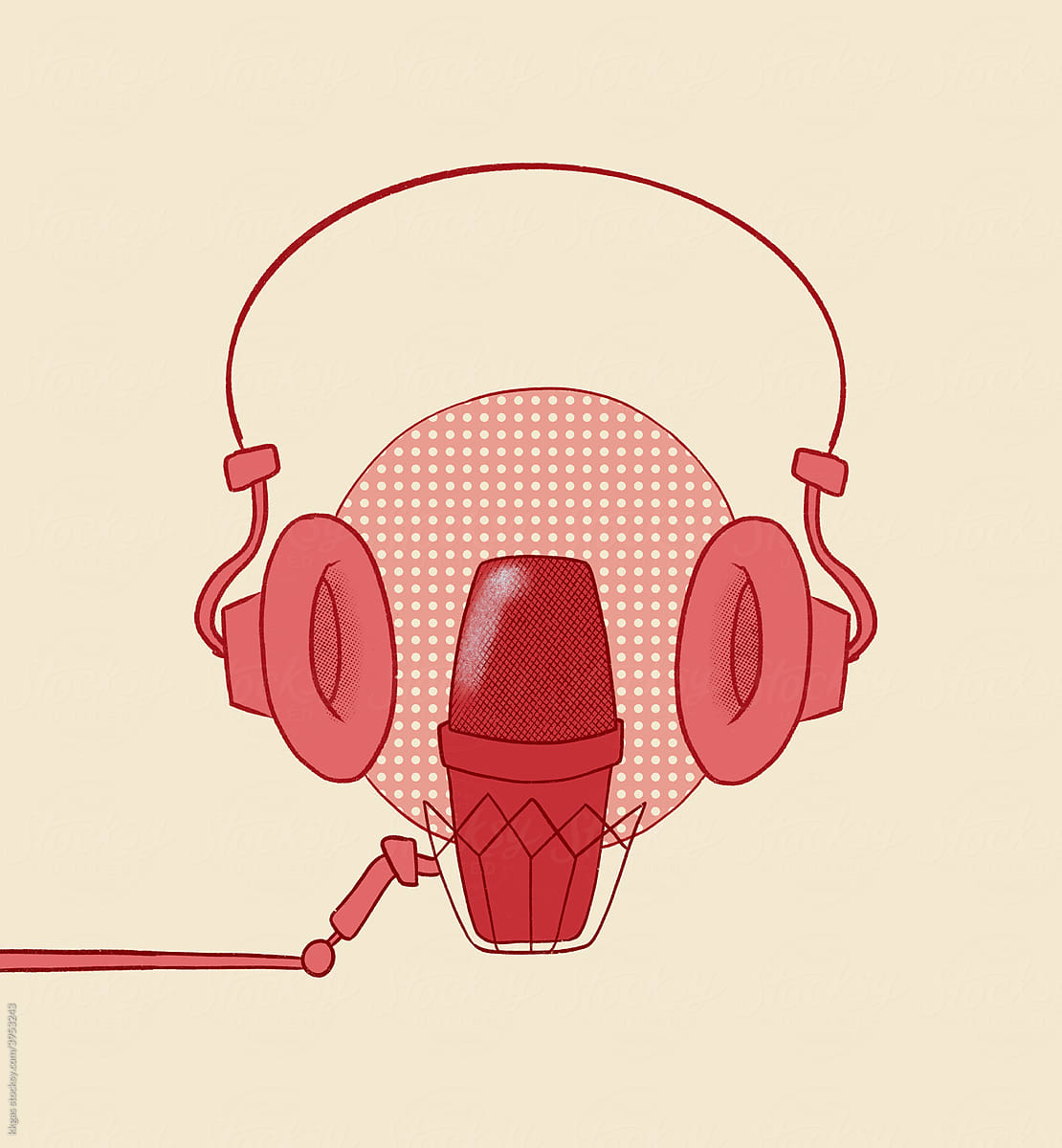 Podcasting concept in red