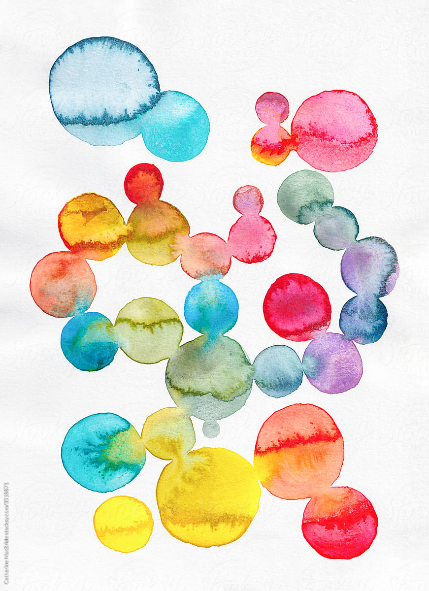 Circles of Watercolor with bleeds and runs