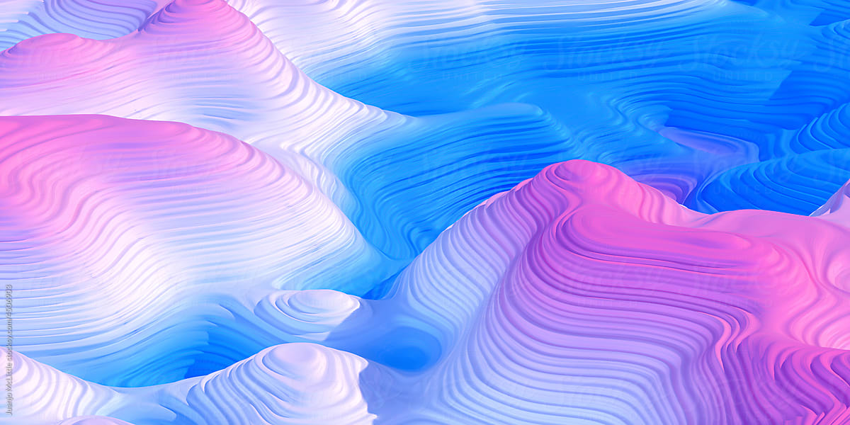 Blue and pink digital abstract nature mountains