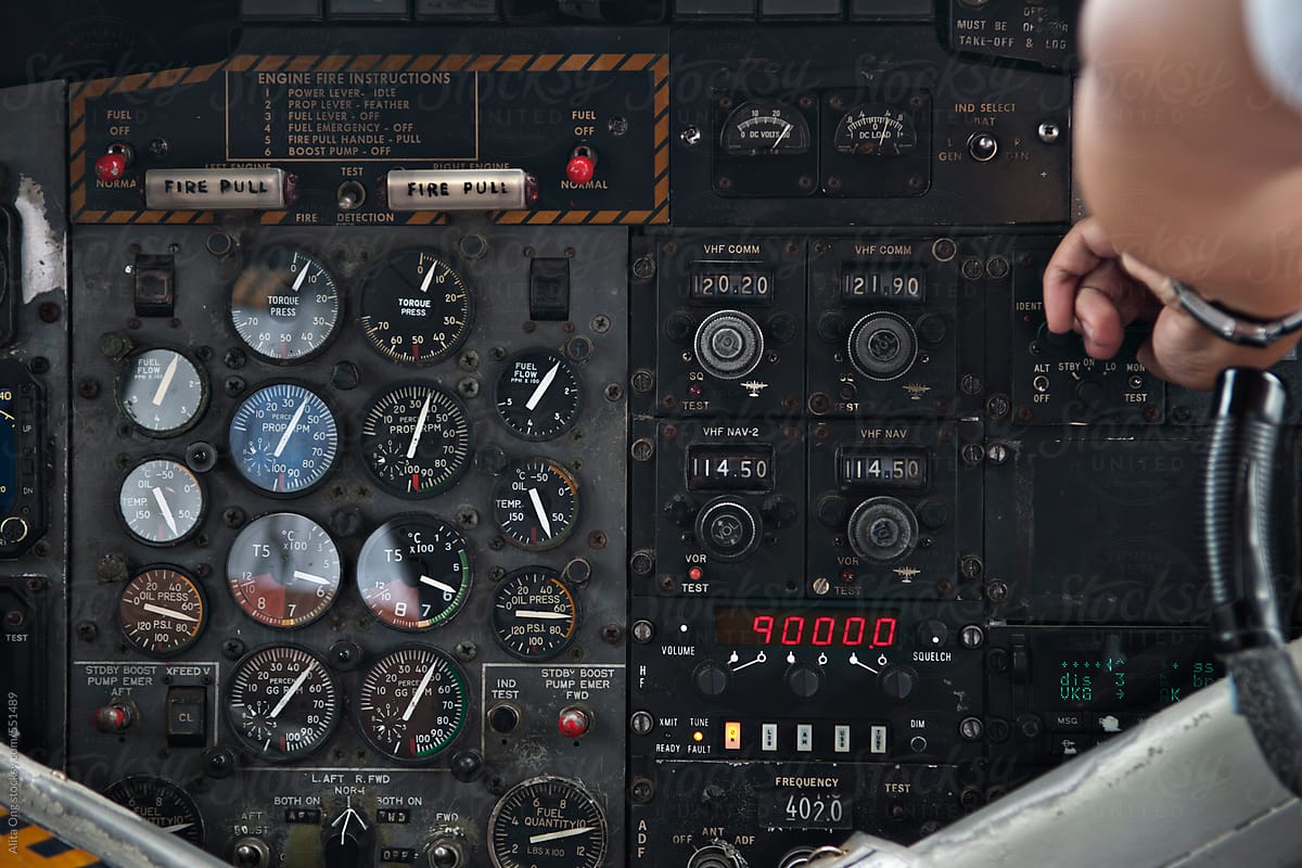 Pilot dashboard on a twin otter plane