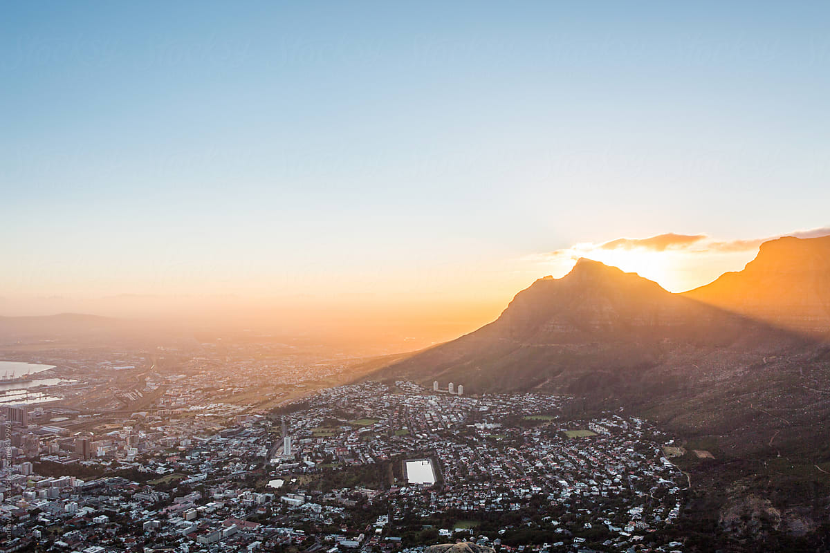 Cape Town at dawn seen from Lions Head
