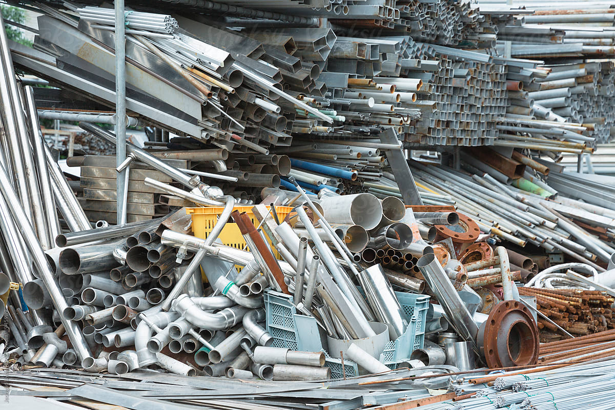 Different types of steel piled up
