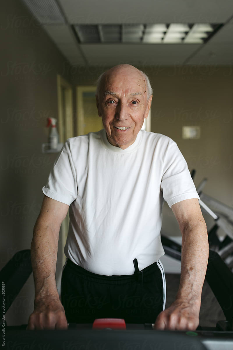 Old man on treadmill