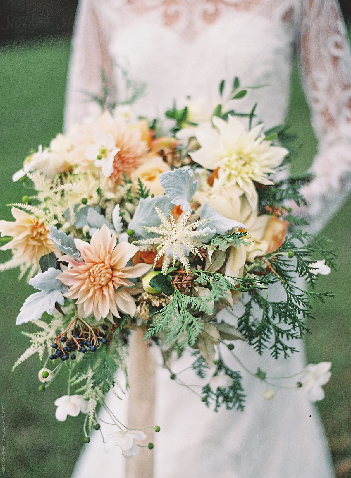 Bride with her wedding bouquet