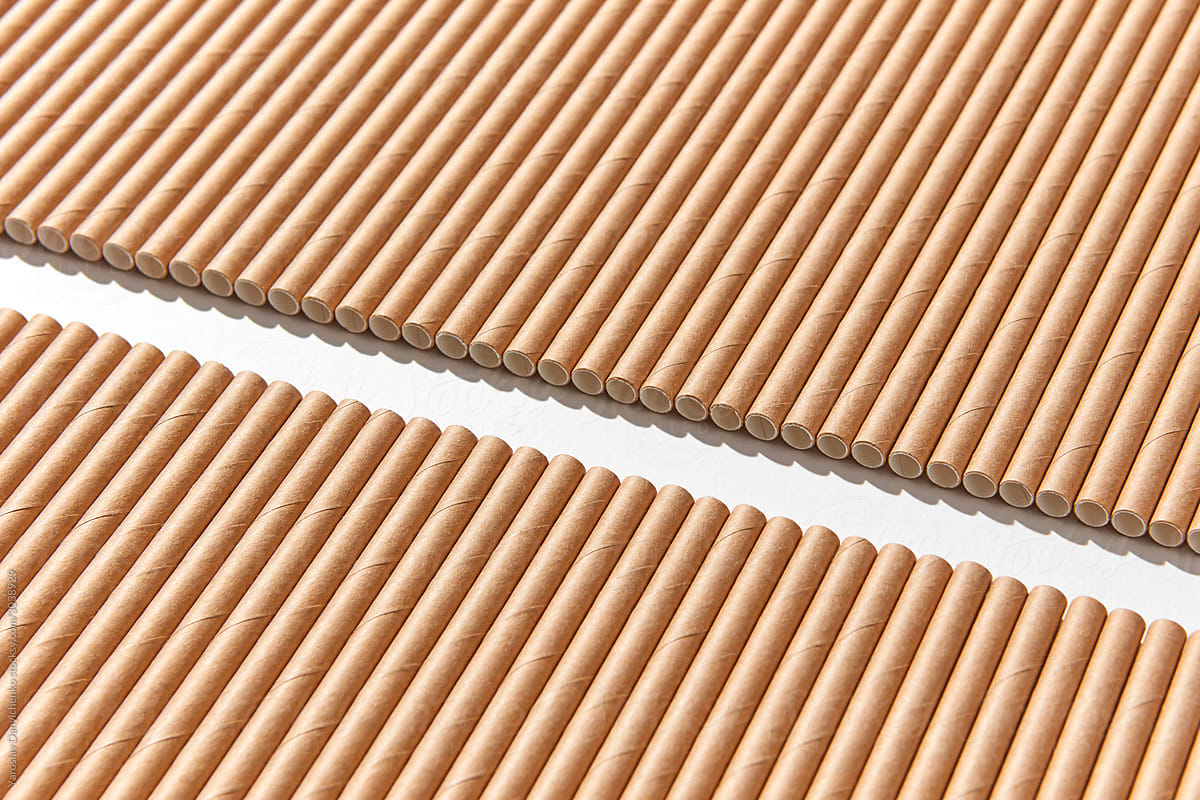 Eco-friendly disposable straws background.