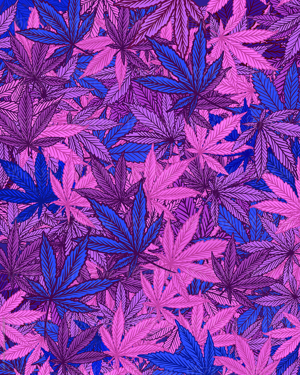Illustration of abstract background of marijuana leaves