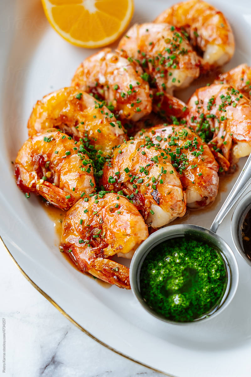 grilled shrimp in cafe