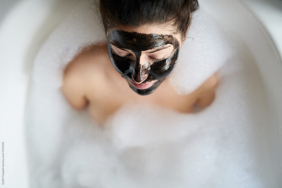 self-care woman chilling in warm bath