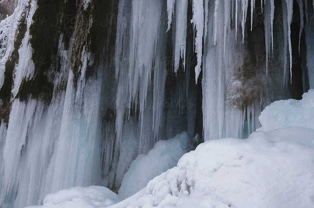 Frozen waterfall ice detail