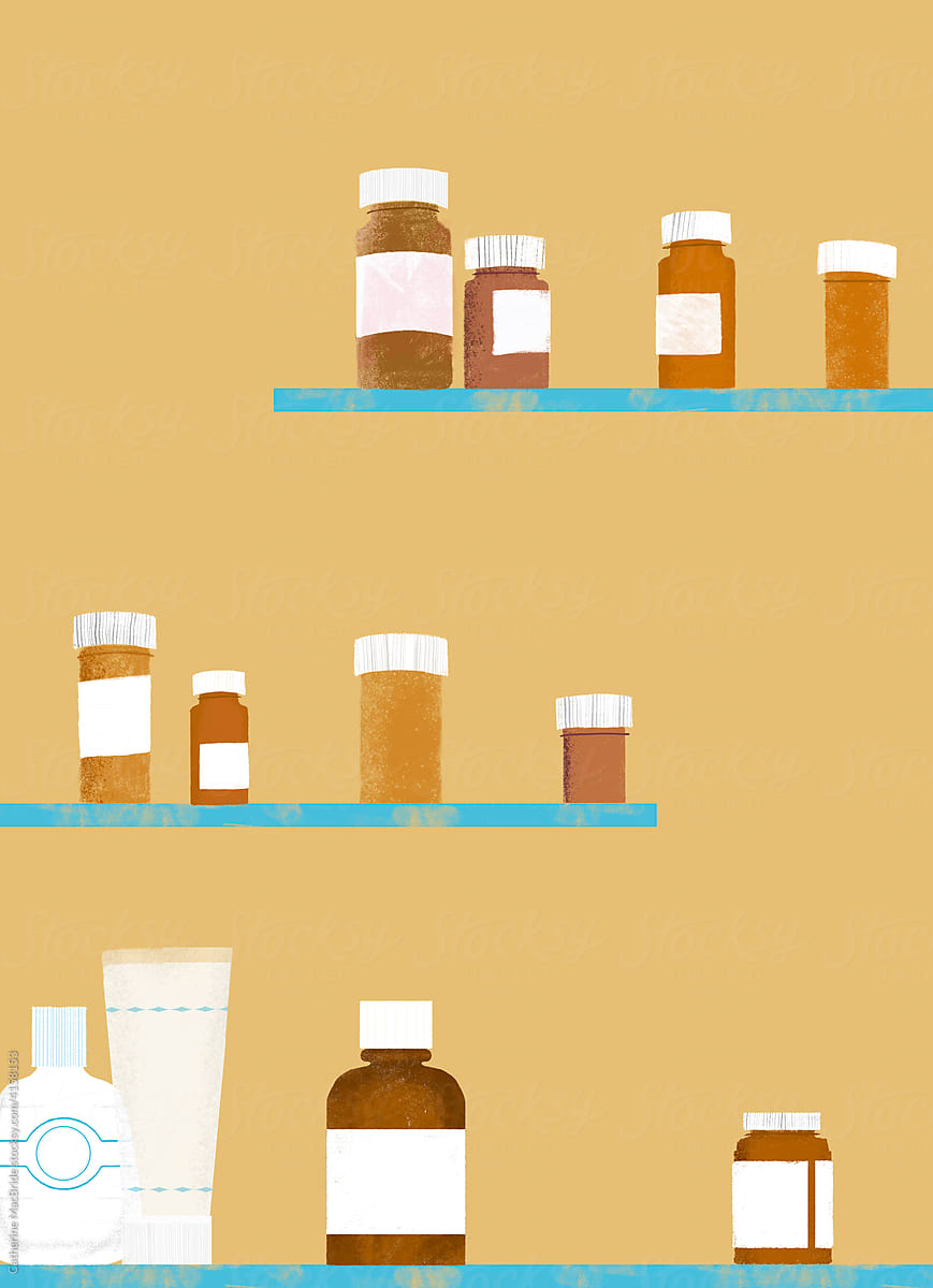 A Pill for Everything, an illustrated bathroom cabinet