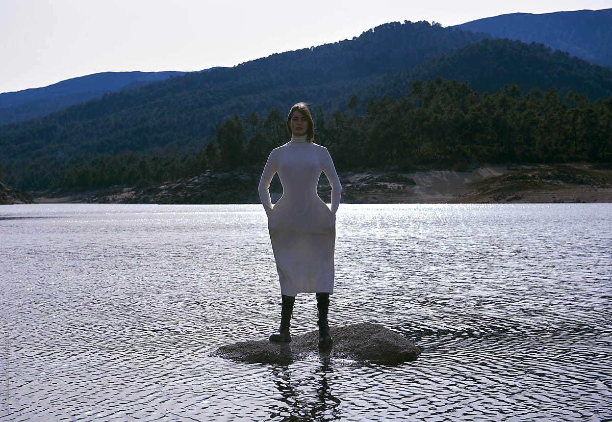 fashion editorial by the lake