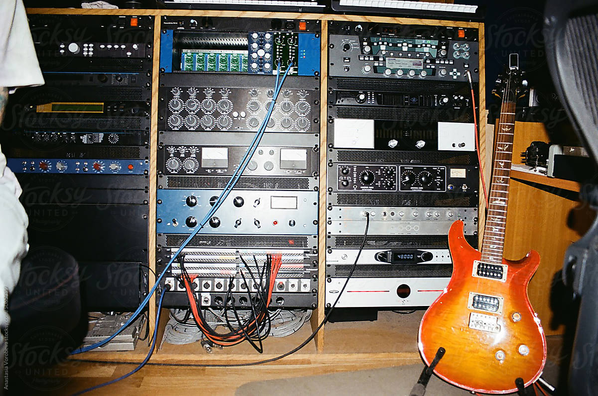 guitar in recording room