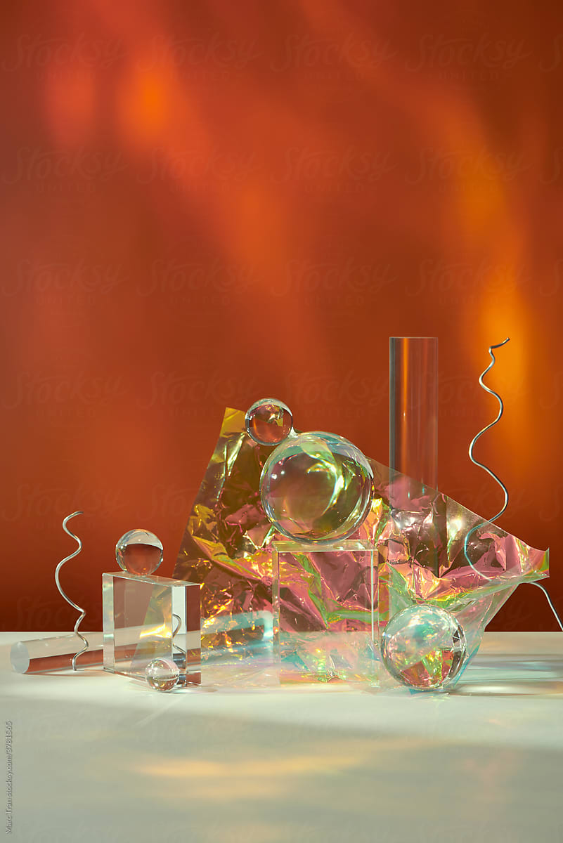 glass balls on glass cube