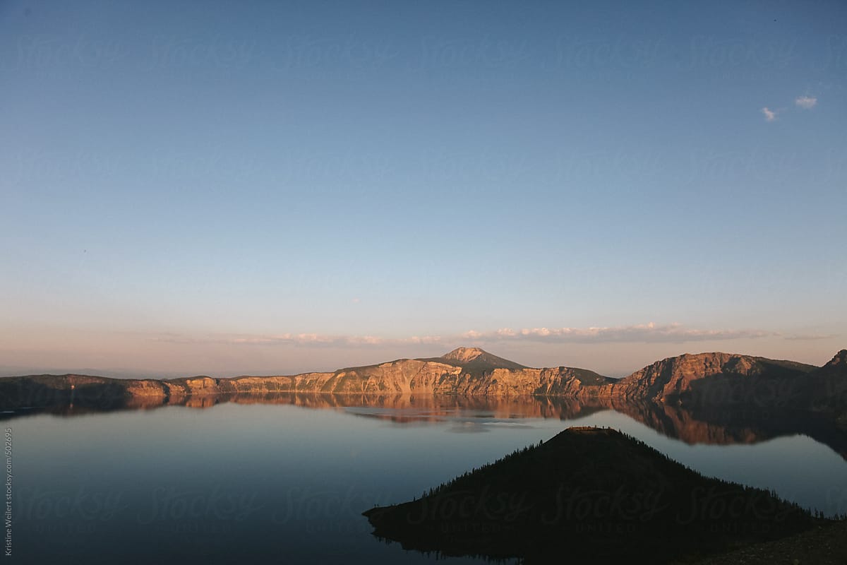 Crater Lake in Oregon at Sunset