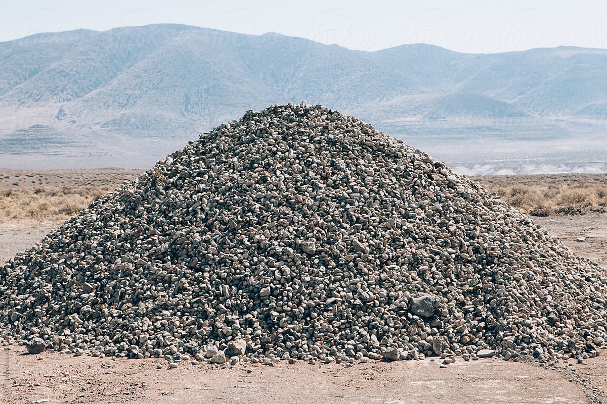 Gravel pile along road, near Jackpot, NV, USA